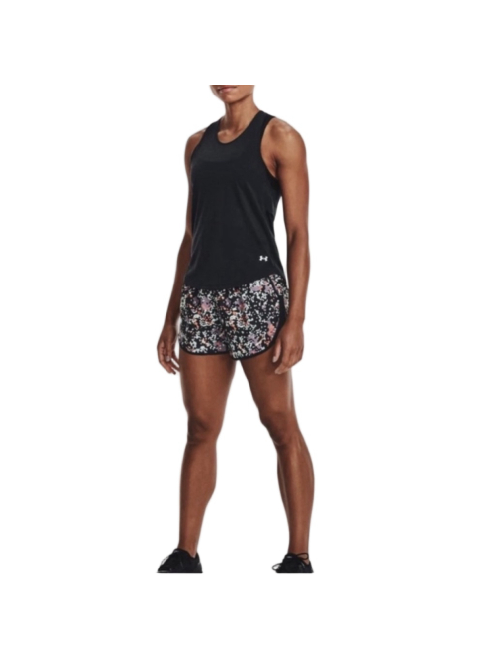 Under Armour Fly By 2.0 Womens Running Shorts Printed Black Pink Small NWT